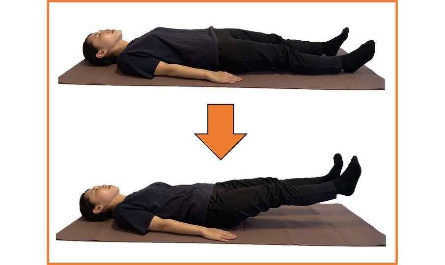 足上げ腹筋運動の説明写真