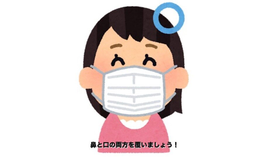 マスクは鼻と口を覆いましょう画像