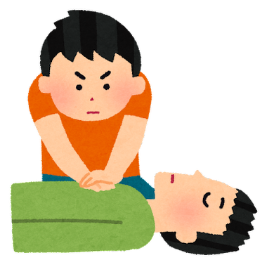 イラスト：心臓マッサージをしている様子